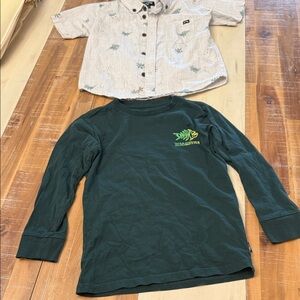 Billabong Kids Floral Button Down and Green Long Sleeve Set